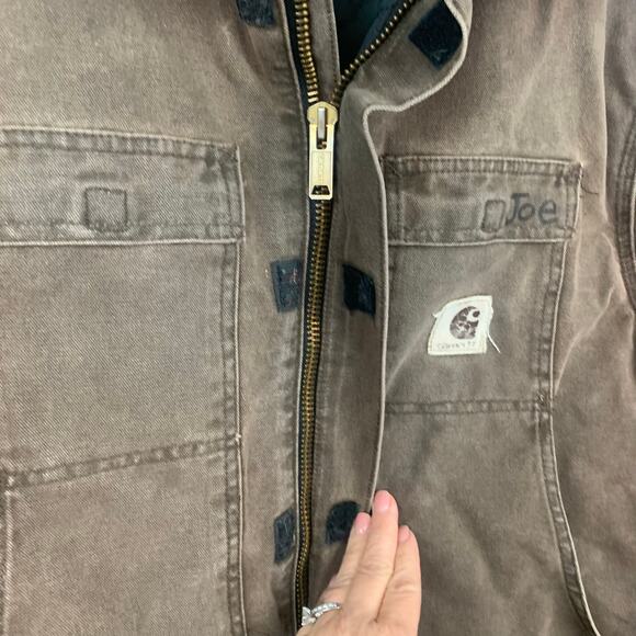 VINTAGE Carhartt Men Chore Jacket XL Brown Quilted Lined Corduroy Collar 90s Y2K - Picture 4 of 10